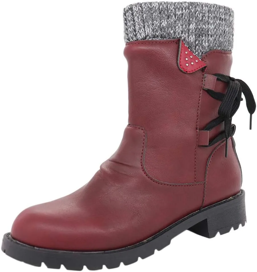 AMDBEL Knee High Boots Women, Womens Boots Fall 2023 Knee High, Snow Boots for Women Fur Lined Round Toe Square Heel Snow Boots Winter Mid Calf Boots