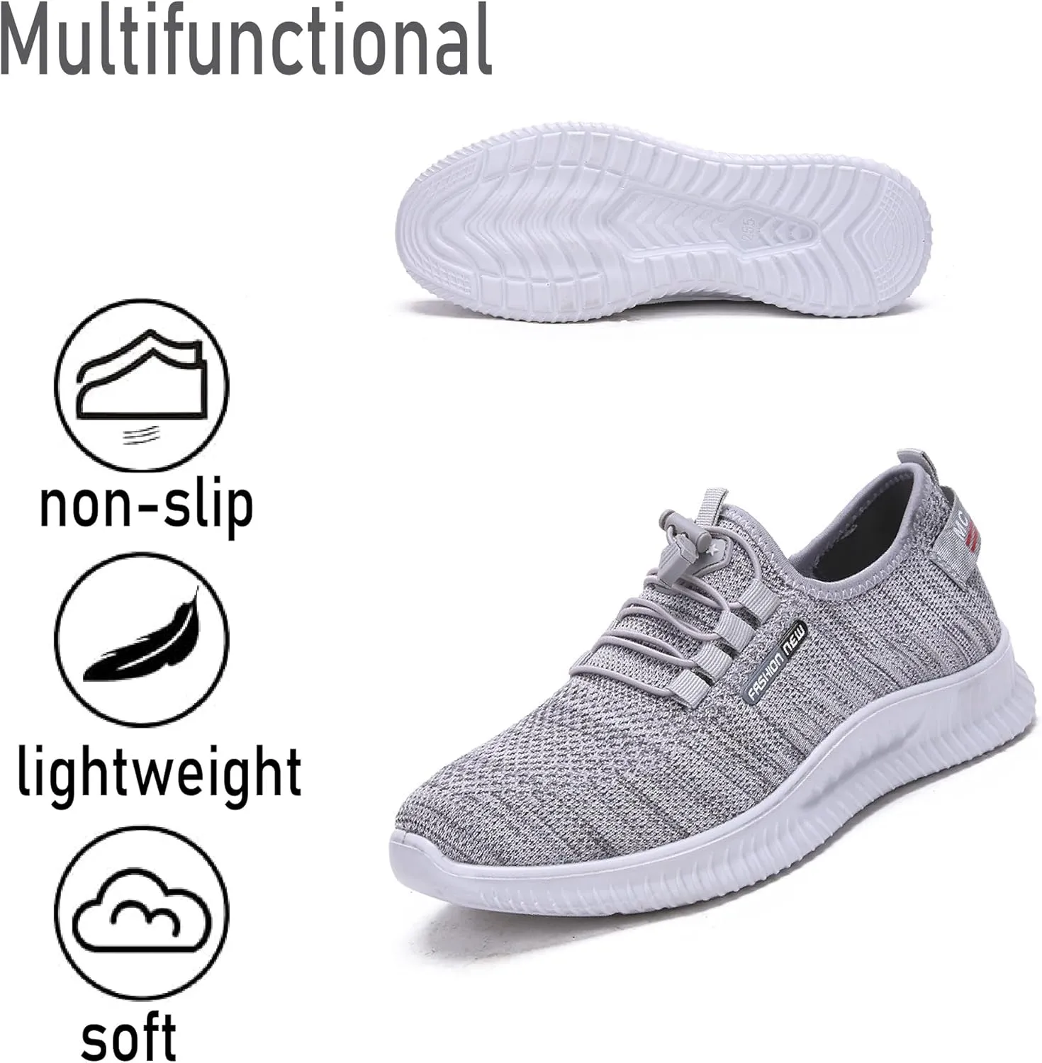 Asifn Mens Casual Sneakers Non-Slip Breathable Walking Shoes Lightweight Lace-up Fitness Shoes Comfortable Mesh Trainers
