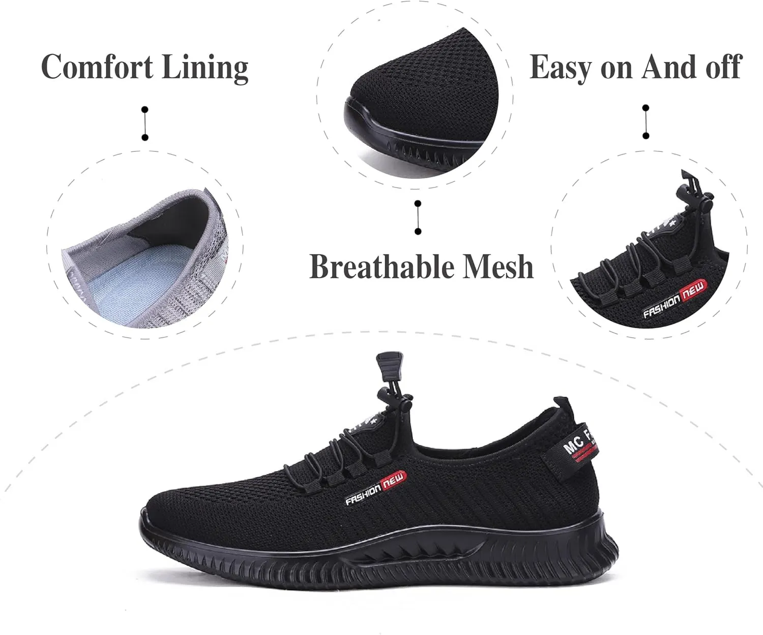 Asifn Mens Casual Sneakers Non-Slip Breathable Walking Shoes Lightweight Lace-up Fitness Shoes Comfortable Mesh Trainers