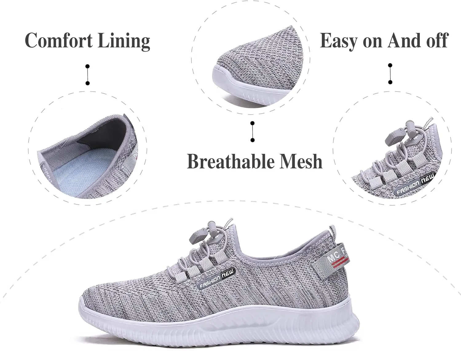 Asifn Mens Casual Sneakers Non-Slip Breathable Walking Shoes Lightweight Lace-up Fitness Shoes Comfortable Mesh Trainers