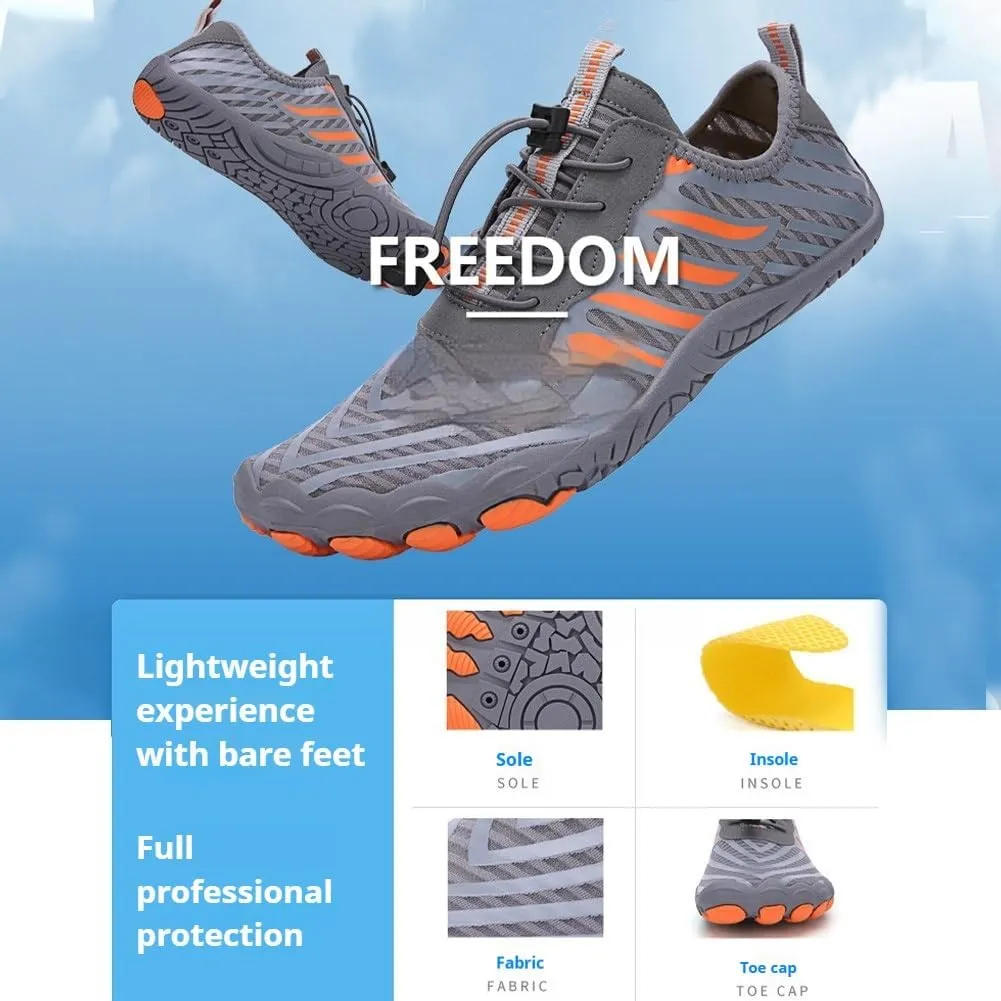 Barefoot Shoes Women & Men, Non-Slip Breathable Waterproof Wide Toe Running Walking Barefoot Shoes Unisex(A White,11men/13women)
