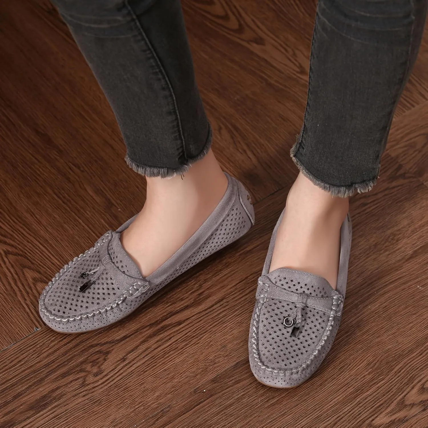 Bernal Loafers for Women with Buckle Comfortable Lightweight Penny Loafers Business Casual Loafers Slip On Flat Work Shoes Non Slip Walking Shoes
