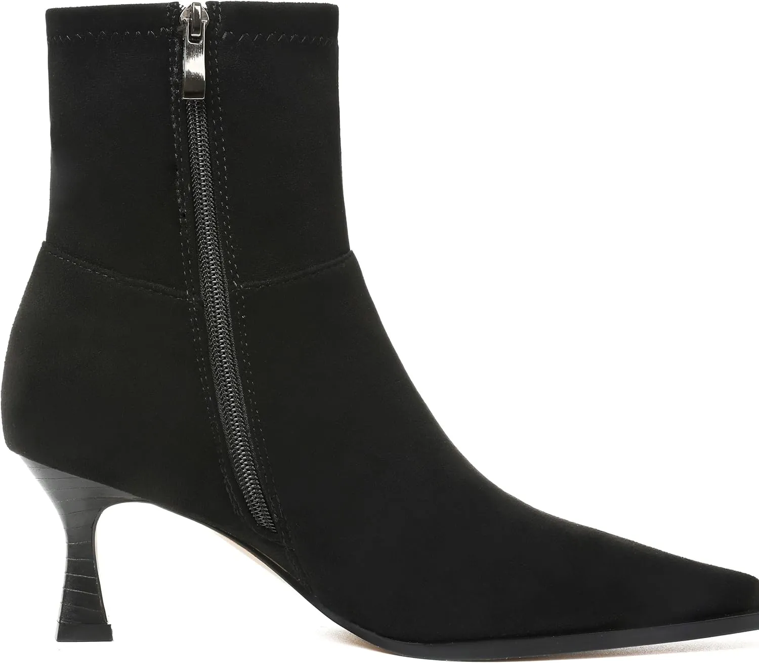 Black Suede Ankle Boots For Women Side Zip Fall Boots Pointed Toe Mid Calf Boots Fashion Kitten Heel Boots Dressy Short Booties