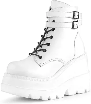 BORAMAX Boots for Women,Fashion Chunky High Heel Ankle Booties Platform Lace up Boots Motorcycle Boots Military Combat Boots