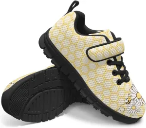 Boys Girls Sneakers Kids Mesh Shoes Unisex Lightweight Breathable Athletic Running Tennis Fitness Shoes Single Buckle for Toddler/Little Kid/Big Kid Black Sole