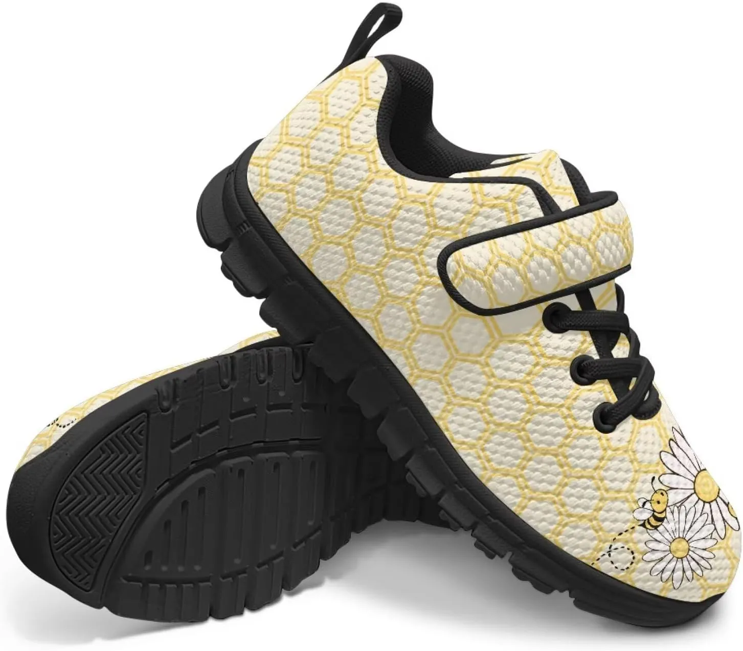 Boys Girls Sneakers Kids Mesh Shoes Unisex Lightweight Breathable Athletic Running Tennis Fitness Shoes Single Buckle for Toddler/Little Kid/Big Kid Black Sole