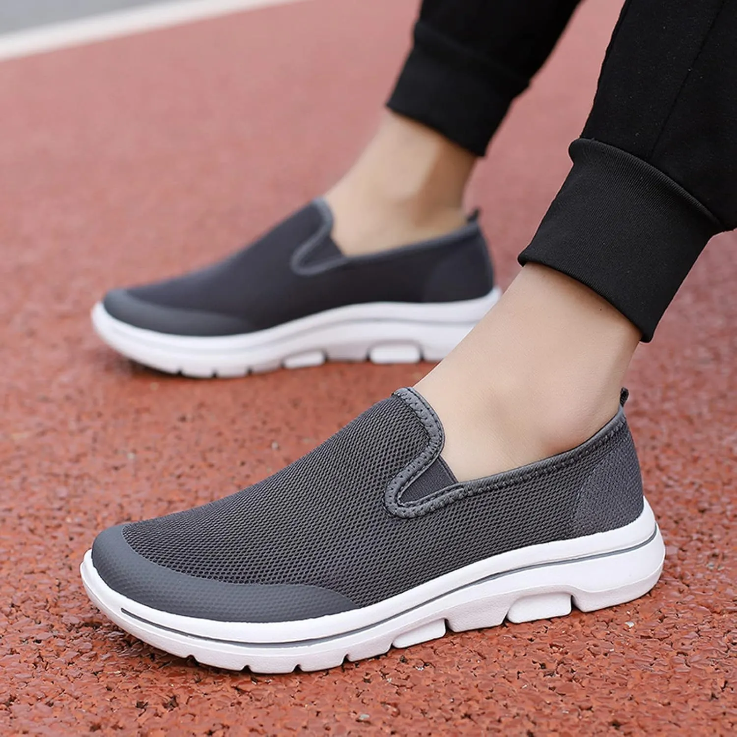 Casual Dress Shoes Men Sports Shoes Simple and Solid Color New Pattern Summer Mesh Breathable Thick Sole Comfortable