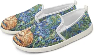 Cat Print Outdoor Shoes Fashion Work Flat Mesh Business Shoes Slip On Leisure Loafer for Women