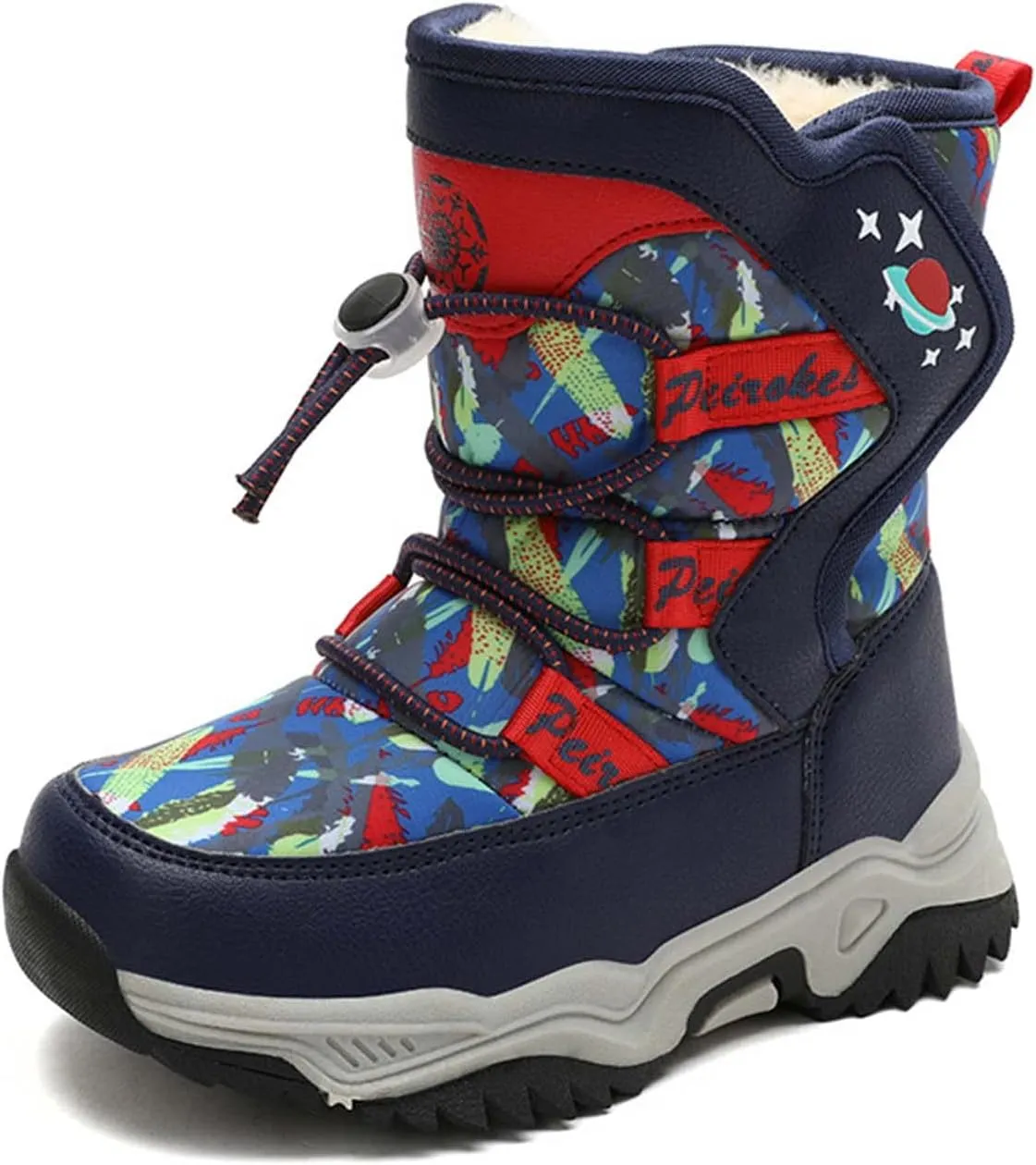 CERYTHRINA Girls Boys Snow Boots Kids Outdoor Winter Shoes Warm Fur Lined Hight-Cut for Outdoor Skiing Bootie