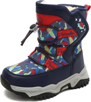 CERYTHRINA Girls Boys Snow Boots Kids Outdoor Winter Shoes Warm Fur Lined Hight-Cut for Outdoor Skiing Bootie