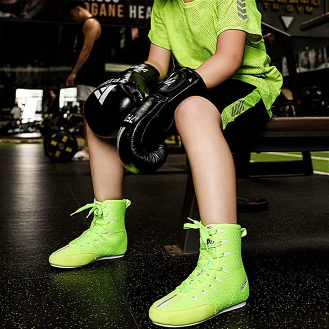 Children Wrestling Shoe, Non-Slip Boxing Fitness Shoes Rubber Sole Boys Girls Junior Weightlifting Boots Breathable Boxers Trainers