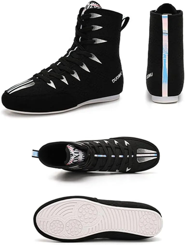 Children Wrestling Shoe, Non-Slip Boxing Fitness Shoes Rubber Sole Boys Girls Junior Weightlifting Boots Breathable Boxers Trainers