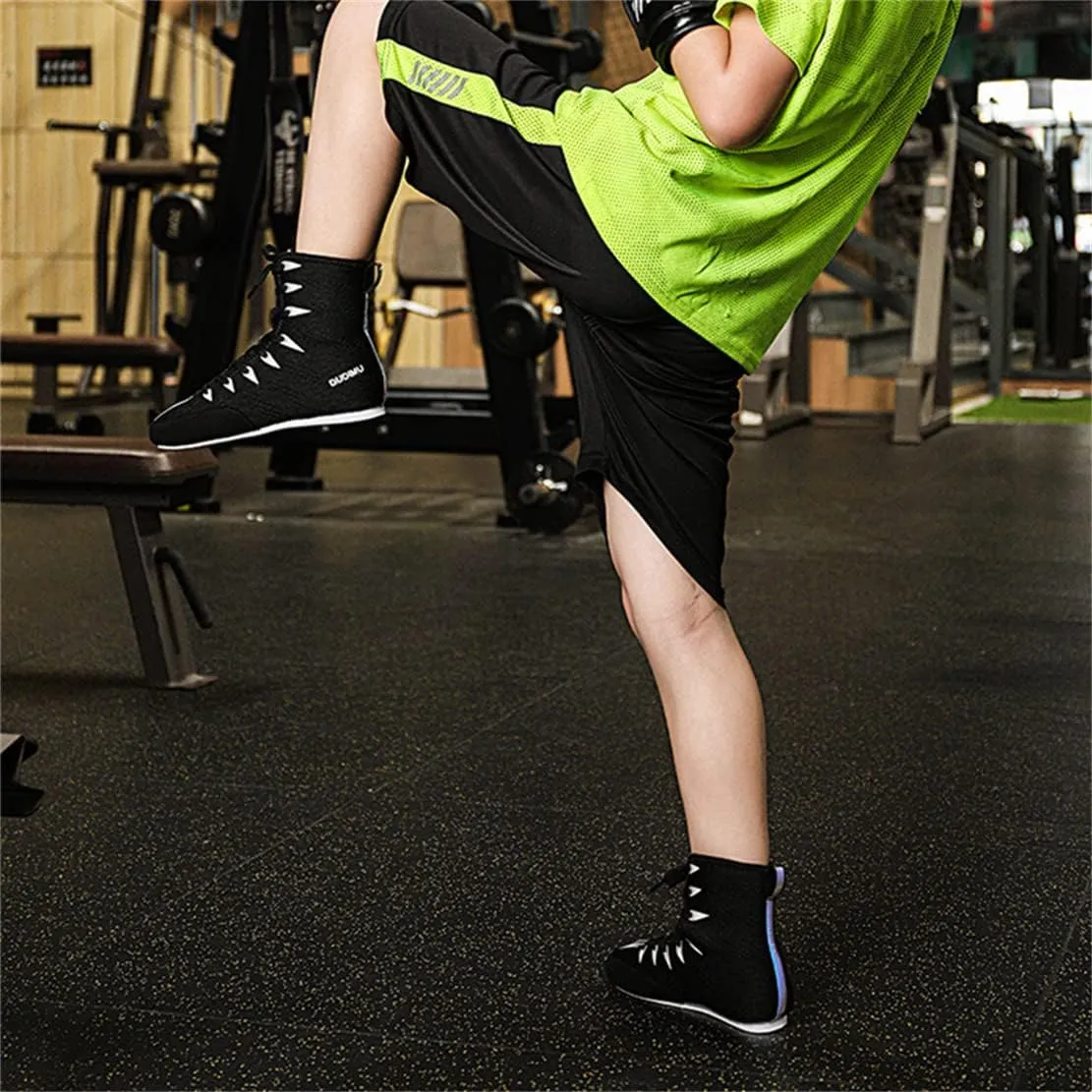 Children Wrestling Shoe, Non-Slip Boxing Fitness Shoes Rubber Sole Boys Girls Junior Weightlifting Boots Breathable Boxers Trainers