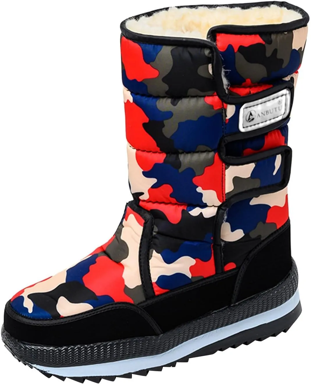 Cold Proof Snow Boots for Men and Women Non Slip Thick Bottom Boots Water Proof Fleece Lined Warm Mid Calf Boots