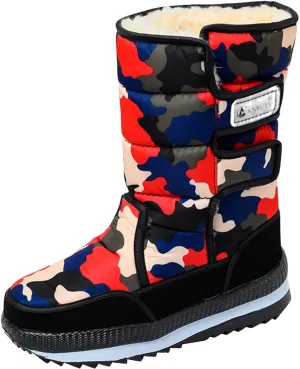 Cold Proof Snow Boots for Men and Women Non Slip Thick Bottom Boots Water Proof Fleece Lined Warm Mid Calf Boots