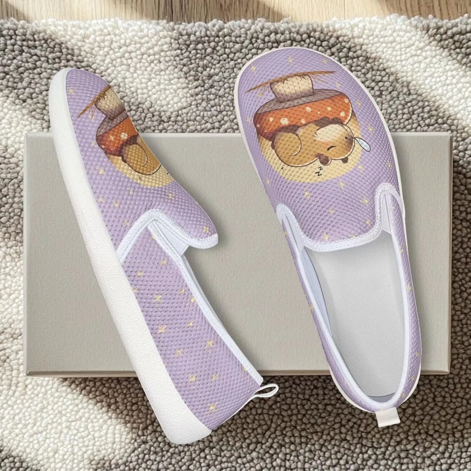 Cute Capybara Otter Print Work Shoes Flat Tennis Business Walking Loafer Outdoor Sneaker for Women