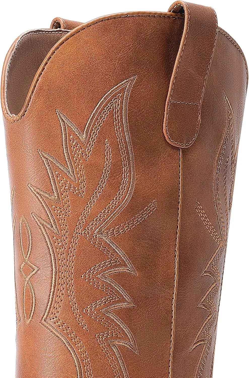 DREAM PAIRS Cowboy Boots for Women Cowgirl Western Mid Calf Boots Square Toe Embroidered Stitched Low Chunky Heel Pull On Fashion Boots