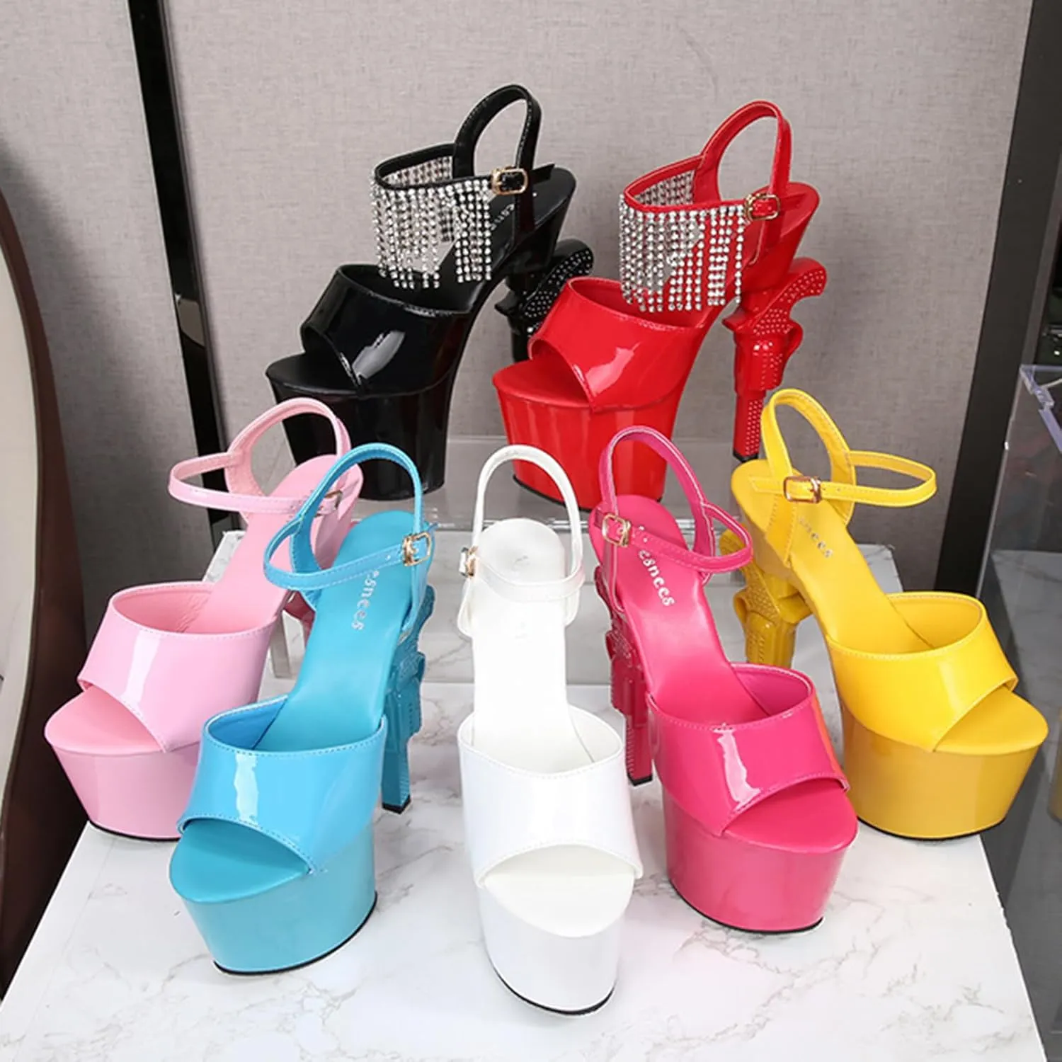 F&A LOVING Women's Platform Sandal Heeled Pole Fitness Shoes Sexy Stiletto