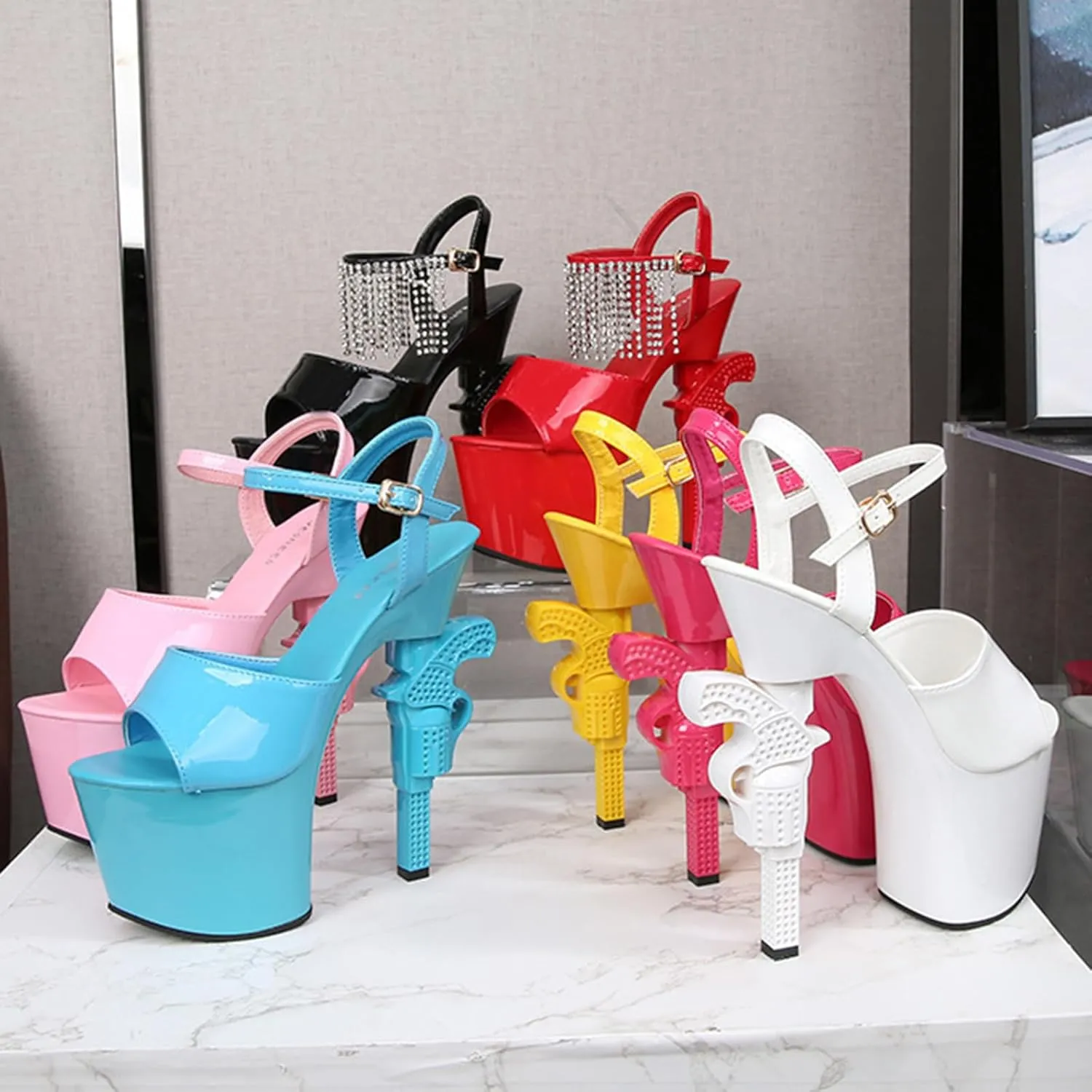 F&A LOVING Women's Platform Sandal Heeled Pole Fitness Shoes Sexy Stiletto