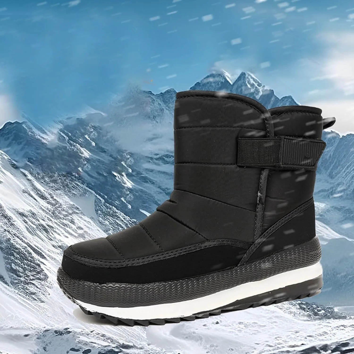 Fashion Women Winter Suede Flat Hook Loop Keep Women's Mid Calf Winter Snow Boots Outdoor Shoes for Walking