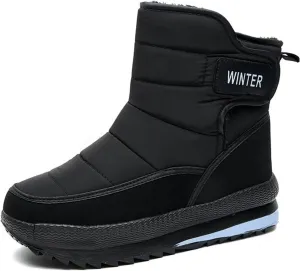 Fashion Women Winter Suede Flat Hook Loop Keep Women's Mid Calf Winter Snow Boots Outdoor Shoes for Walking