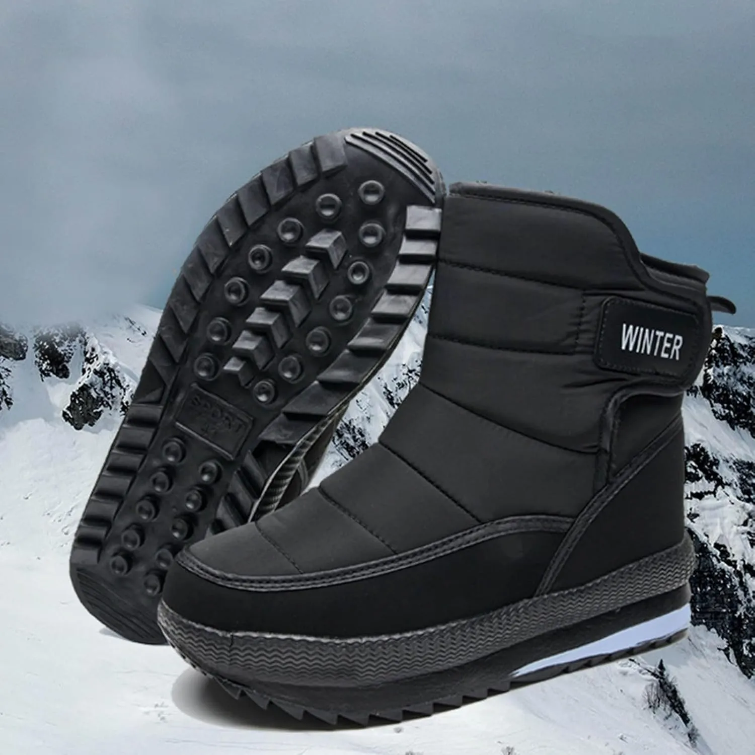 Fashion Women Winter Suede Flat Hook Loop Keep Women's Mid Calf Winter Snow Boots Outdoor Shoes for Walking