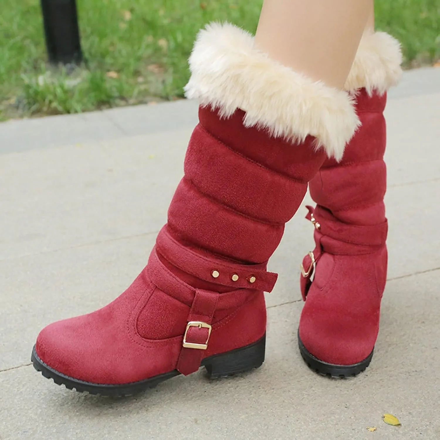 Fashionable And Classic High Top Warm Plus Velvet Low Heeled Round Toe Snow Boots For Women Womens Tote Snow