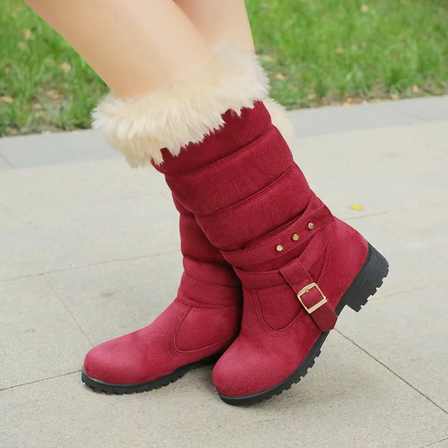 Fashionable And Classic High Top Warm Plus Velvet Low Heeled Round Toe Snow Boots For Women Womens Tote Snow