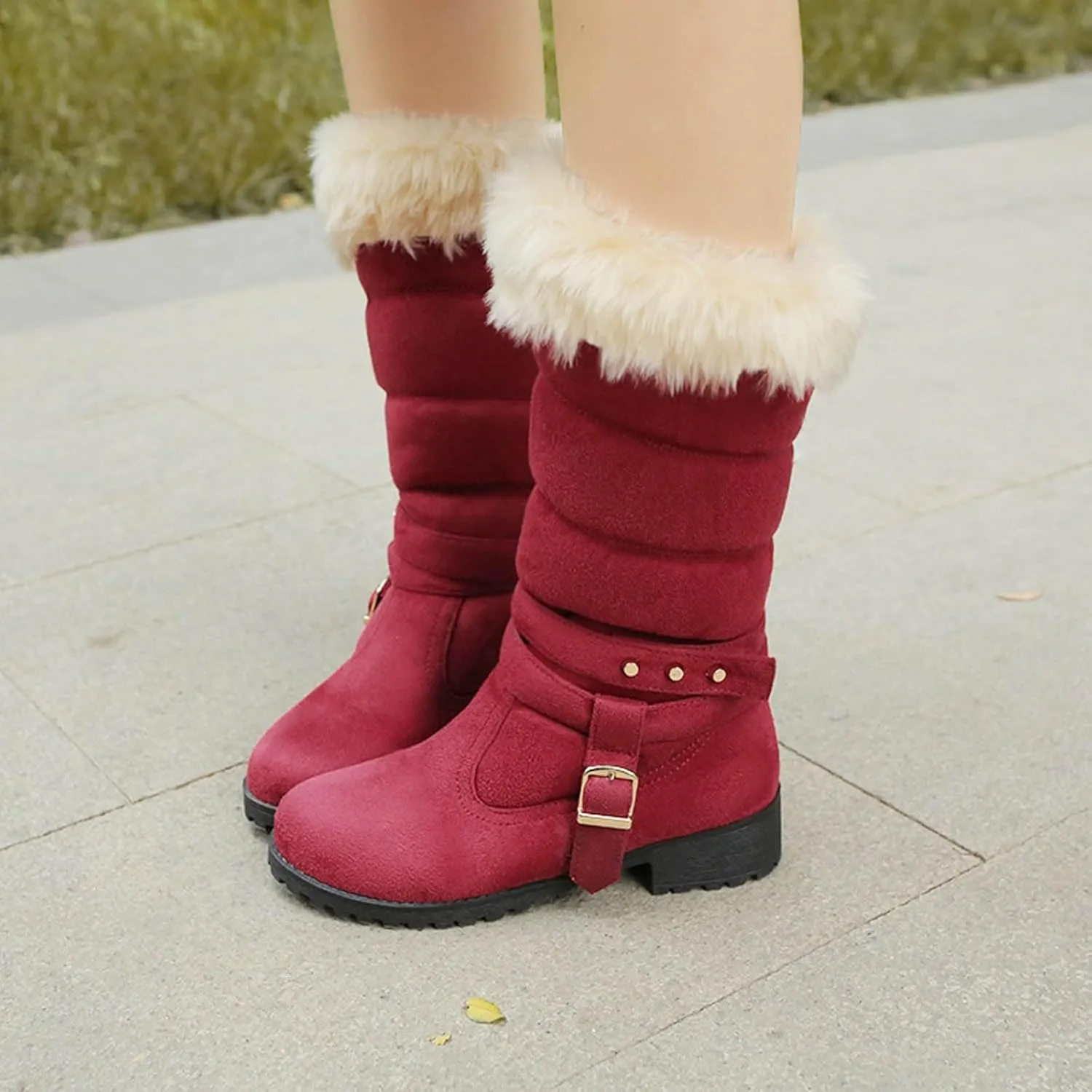 Fashionable And Classic High Top Warm Plus Velvet Low Heeled Round Toe Snow Boots For Women Womens Tote Snow