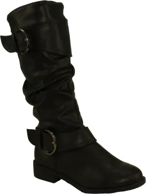 Forever Women's Elva-29 Round-toe Low Heel Slouchy Shaft Mid-calf Boots