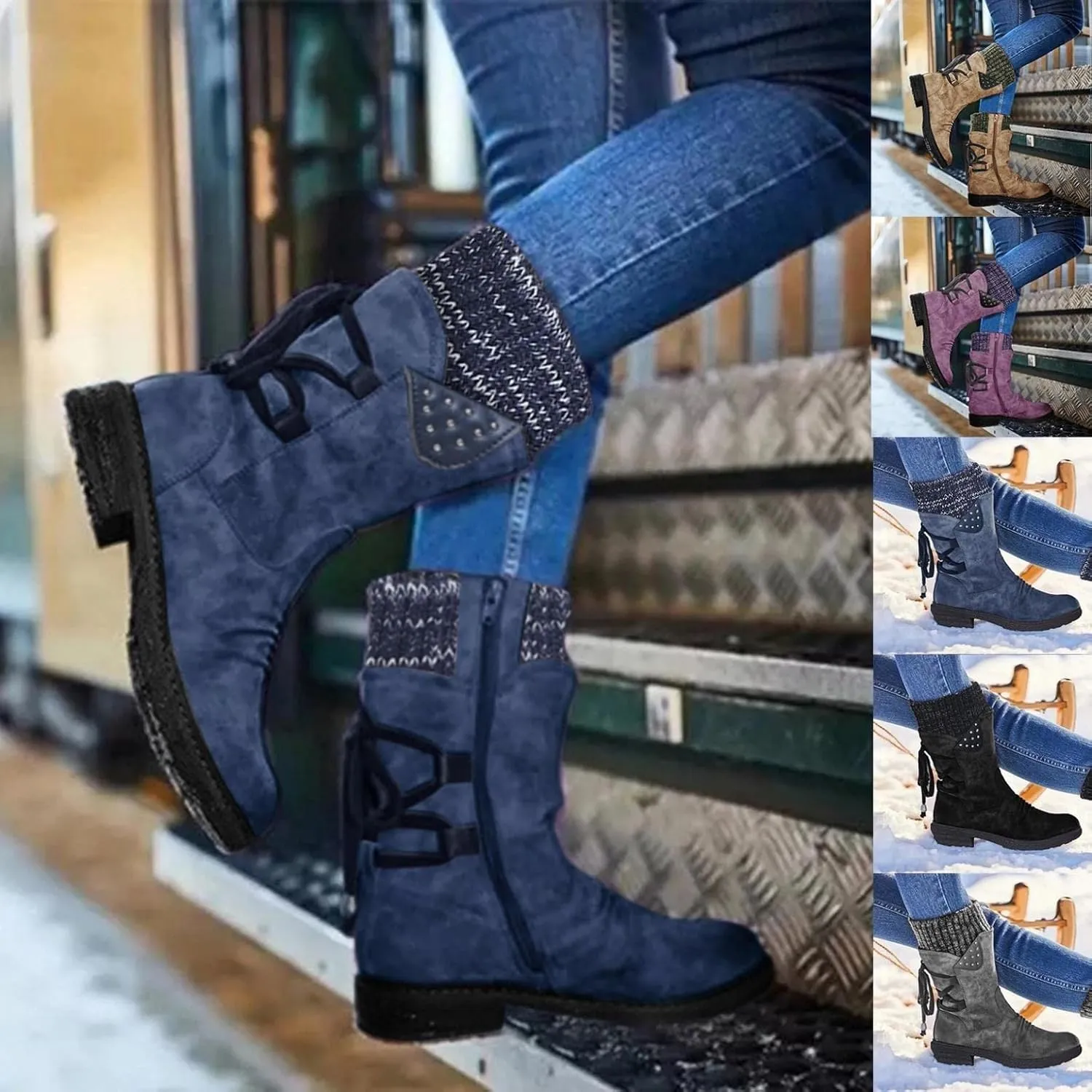 Gibobby Ankle Boots for Women Winter Hiking Boots Keep Warm Anti-Slip Soft Warm Fur Lined Winter Ankle Boots