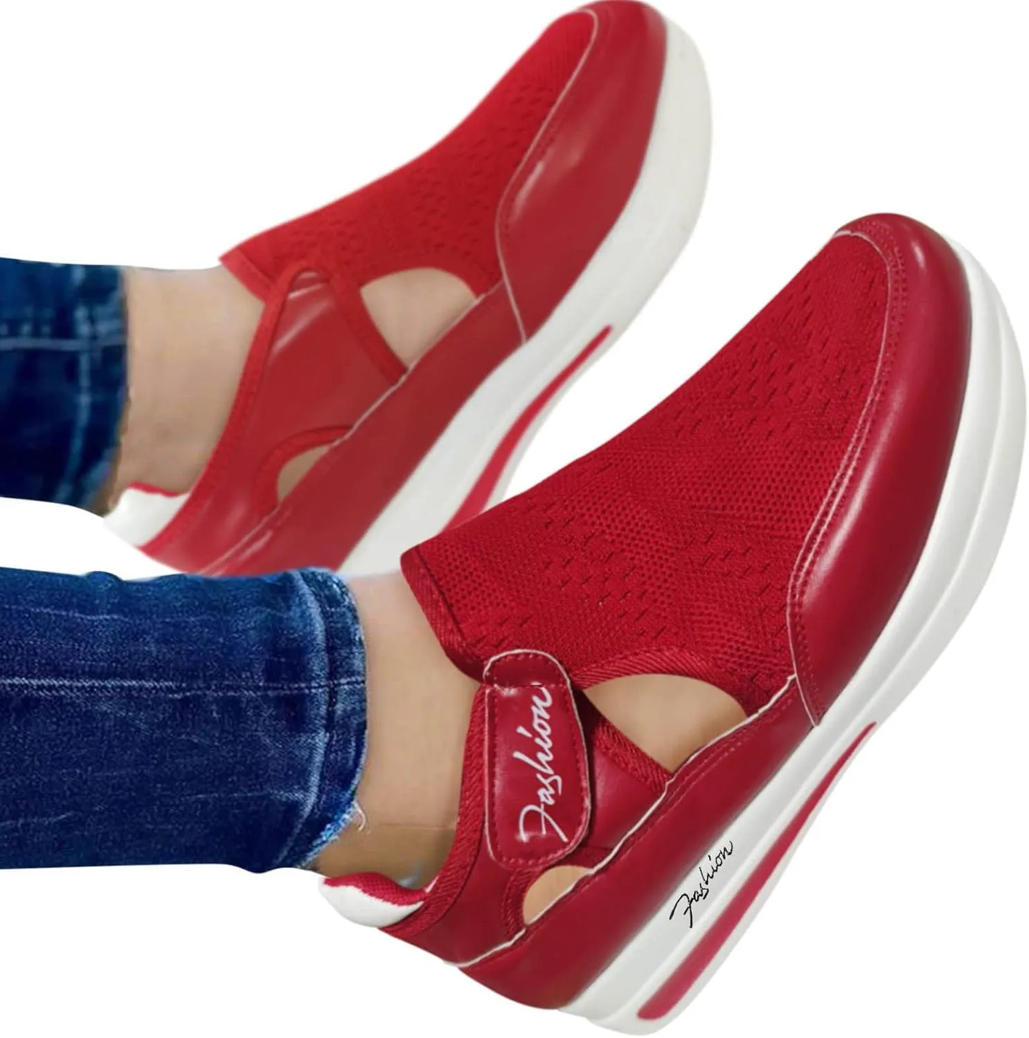 Girls Running Shoes Heel Large Size Hook Comfortable Breathable Loop Flat Casual Shoes Mesh Women's Tennis Workout Walking Sneakers