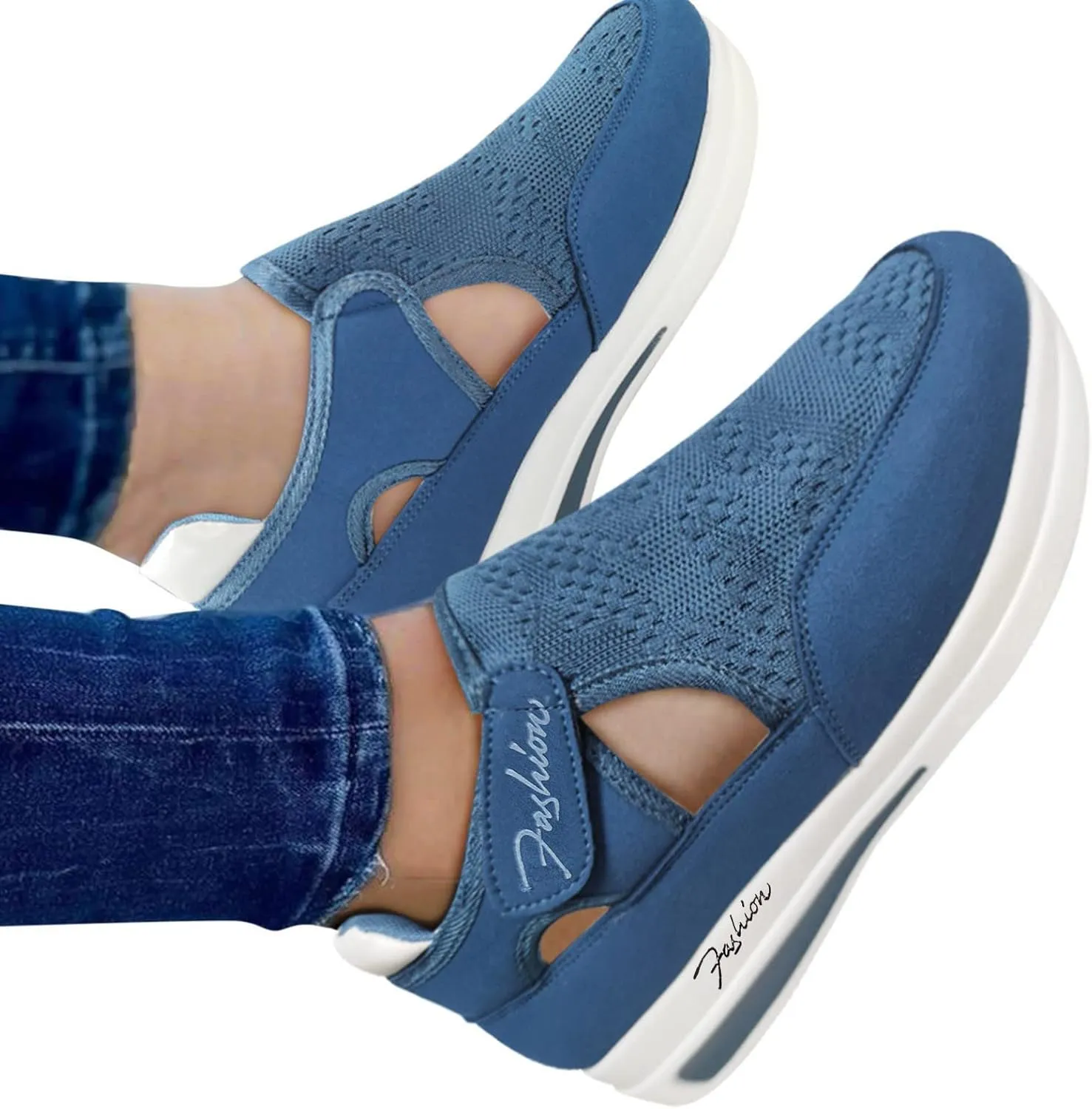 Girls Running Shoes Heel Large Size Hook Comfortable Breathable Loop Flat Casual Shoes Mesh Women's Tennis Workout Walking Sneakers