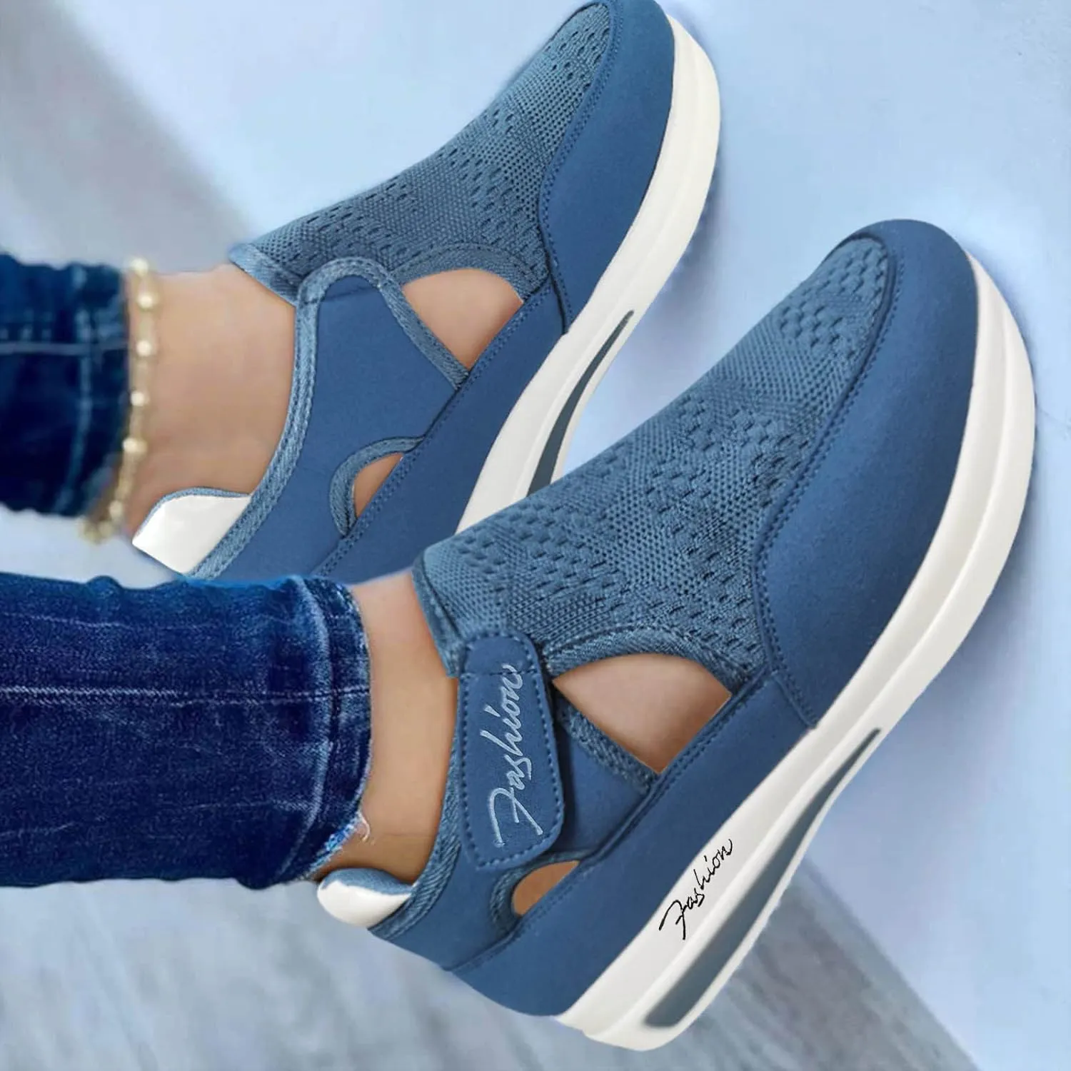 Girls Running Shoes Heel Large Size Hook Comfortable Breathable Loop Flat Casual Shoes Mesh Women's Tennis Workout Walking Sneakers