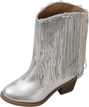 Glitter Toddler Western Cowboy Boots Girls Cowboy Boots Kids Western Tassel Riding Mid Calf Boots