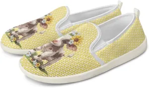 Highland Cattle Work Loafer for Women Running Dress Flats Leisure Loafers Driving Walking Shoes