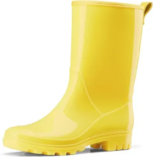 HISEA Women's Mid Calf Rain Boots Waterproof Garden Shoes Anti-Slipping Rainboots for Ladies with Comfort Insole Lightweight Rubber Short Rain Shoes Outdoor Work Boots