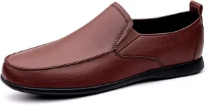 HOOENG Driving Moccasins Loafer Shoes for Men Dual Elastic Band Solid Color Round Toe PU Leather Resistant Flat Heel Flexible Casual Slip On