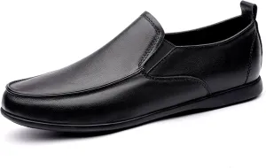 HOOENG Driving Moccasins Loafer Shoes for Men Dual Elastic Band Solid Color Round Toe PU Leather Resistant Flat Heel Flexible Casual Slip On