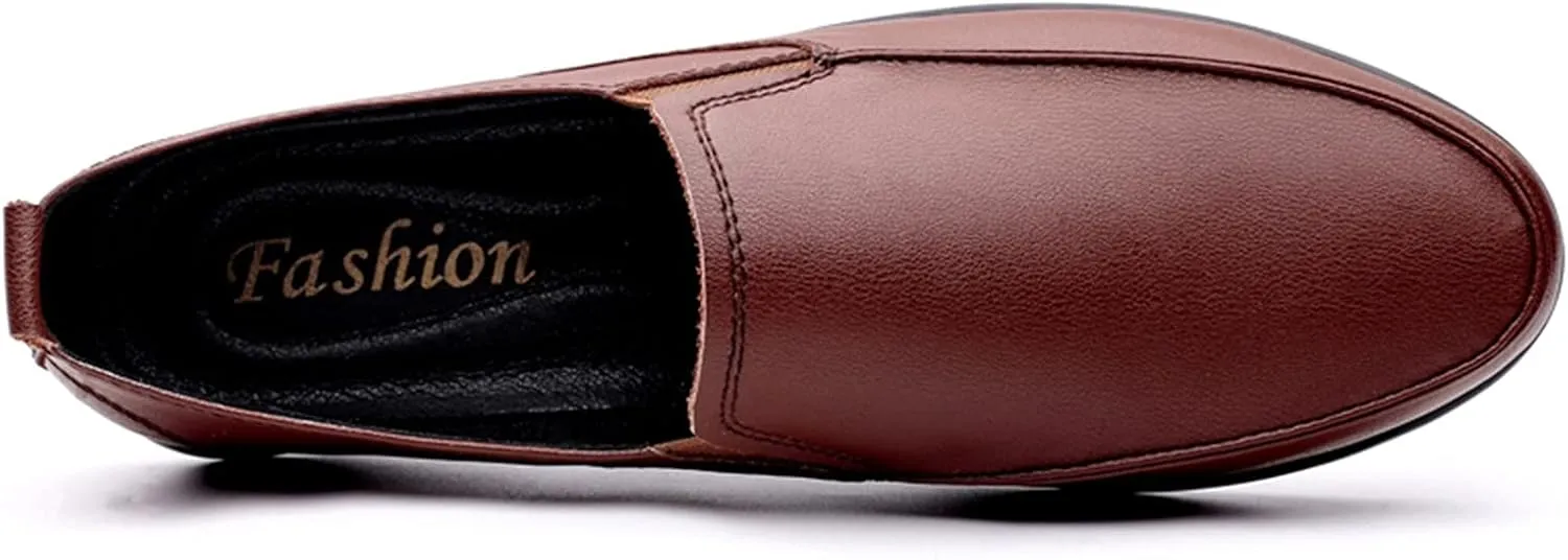 HOOENG Driving Moccasins Loafer Shoes for Men Dual Elastic Band Solid Color Round Toe PU Leather Resistant Flat Heel Flexible Casual Slip On