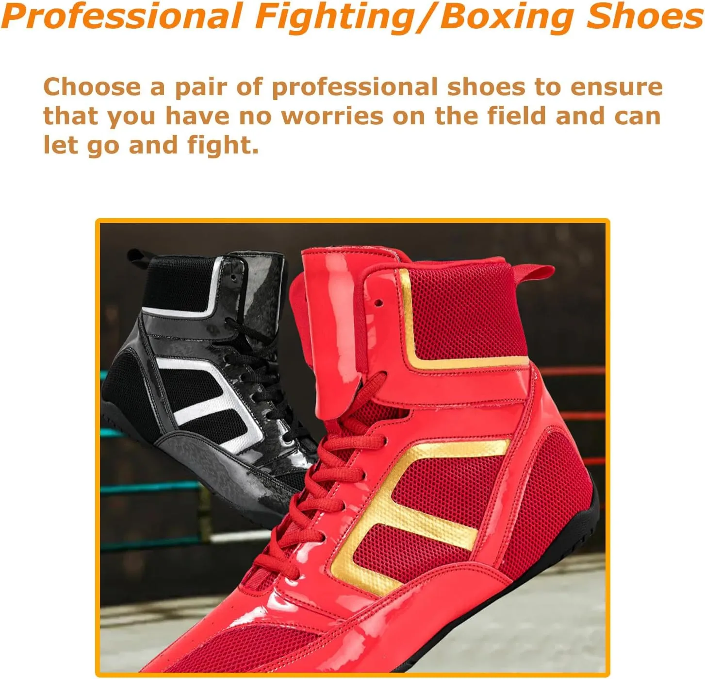 Kervaky Men's Wrestling Shoes Professional Boxing Shoes Lightweight and Breathable Weightlifting Shoes Fitness Shoes Training Shoes
