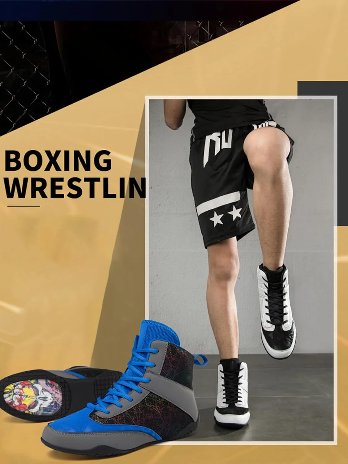 Kervaky Men's Wrestling Shoes Training Shoes Professional Boxing Shoes Lightweight and Breathable Weightlifting Shoes Fitness Shoes