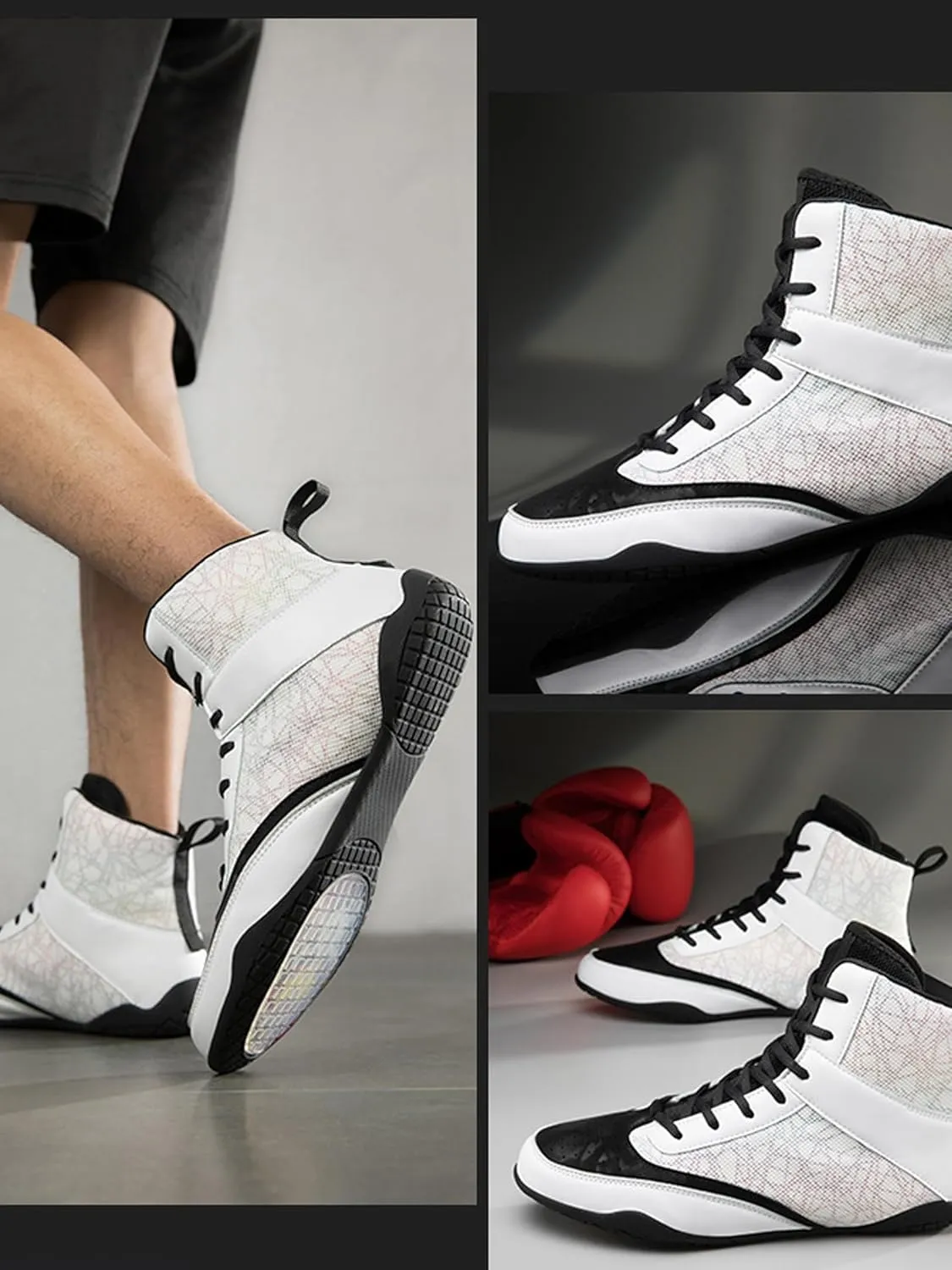 Kervaky Men's Wrestling Shoes Training Shoes Professional Boxing Shoes Lightweight and Breathable Weightlifting Shoes Fitness Shoes