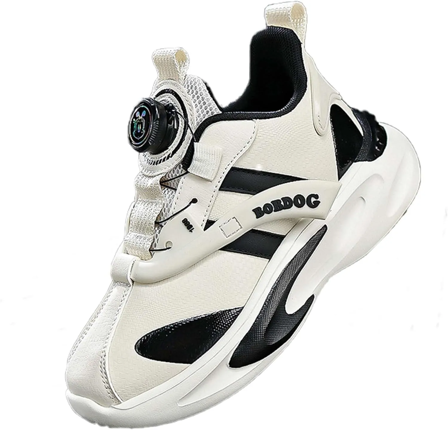 Kid's Rotating Buckle Running Shoes, Breathable and Lightweight Walking Shoes, Anti Slip and Wear-Resistant Sports Shoes, Synthetic Leather Upper Running Shoes, Short Distance Running Shoes.
