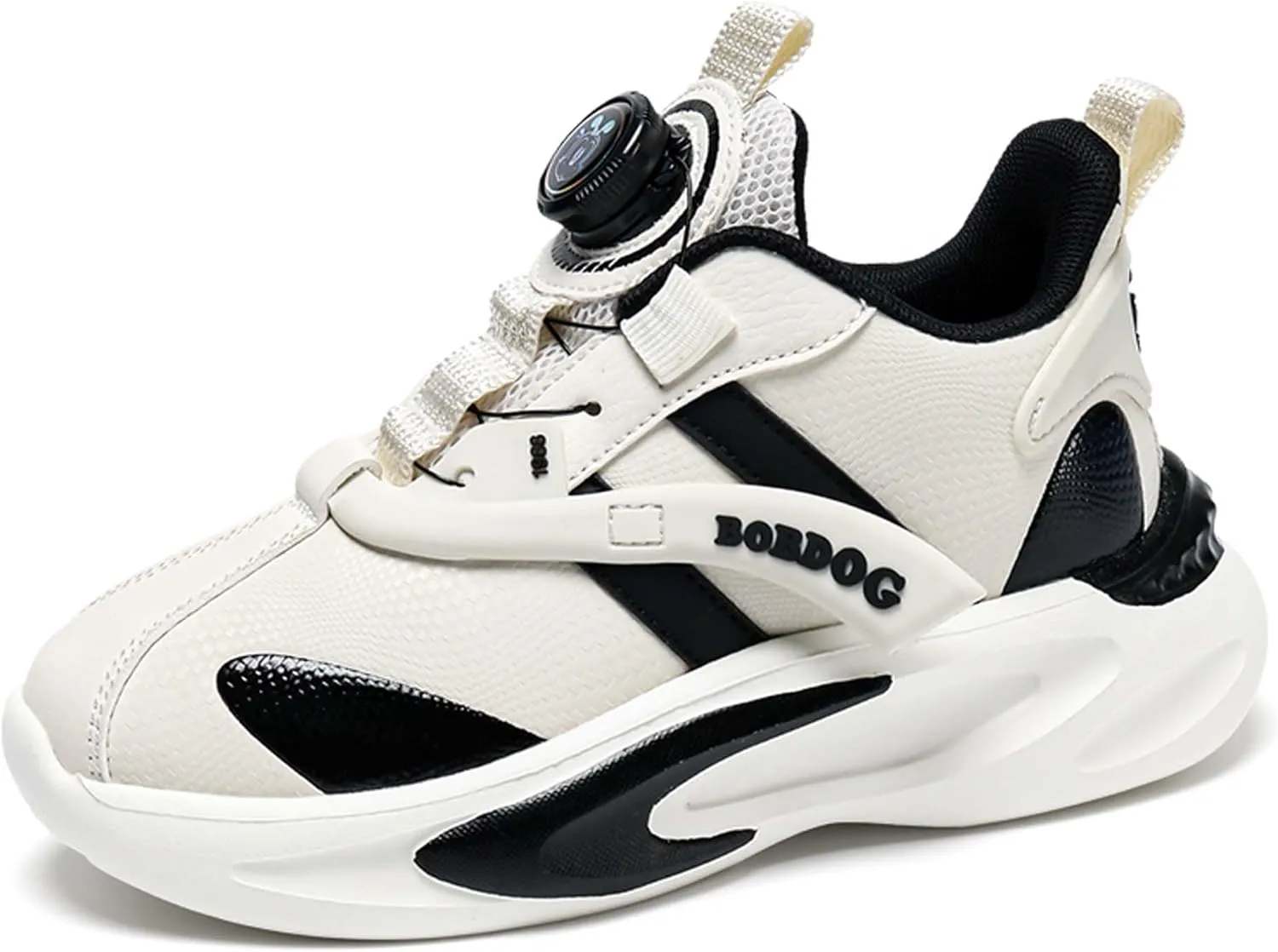 Kid's Rotating Buckle Running Shoes, Breathable and Lightweight Walking Shoes, Anti Slip and Wear-Resistant Sports Shoes, Synthetic Leather Upper Running Shoes, Short Distance Running Shoes.