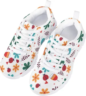 MARSVOVO Kids Animal Print Sneakers Flexible Athletic Lightweight Breathable Lace-up First Shoes for Walking Boy Girl Most Comfortable Classic Printed Casual Fashion Non Slip Sport Girl Running Shoes