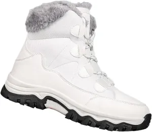 Maylrvjv Women's Snow Boots Winter Warm Waterproof Anti-Slip Lightweight Lace Up Boots Ladies Casual Outdoor Mid Calf Boots