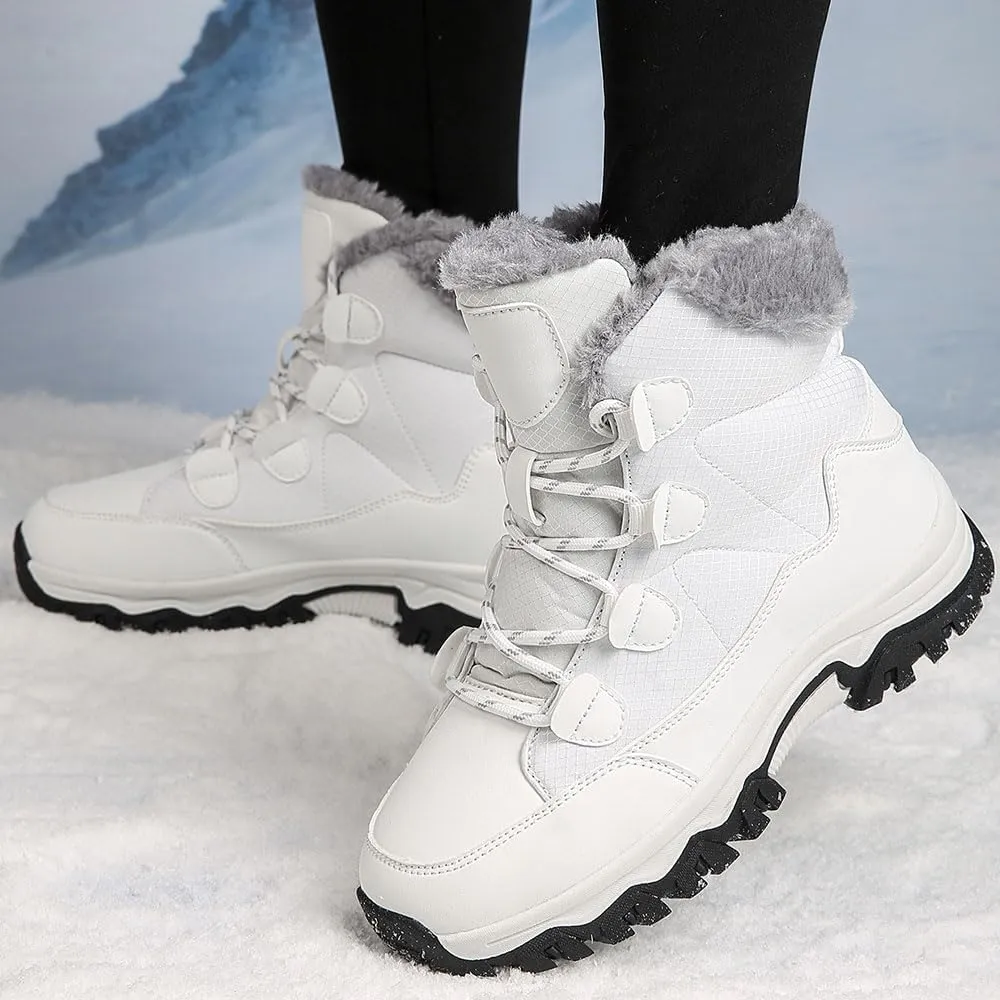 Maylrvjv Women's Snow Boots Winter Warm Waterproof Anti-Slip Lightweight Lace Up Boots Ladies Casual Outdoor Mid Calf Boots