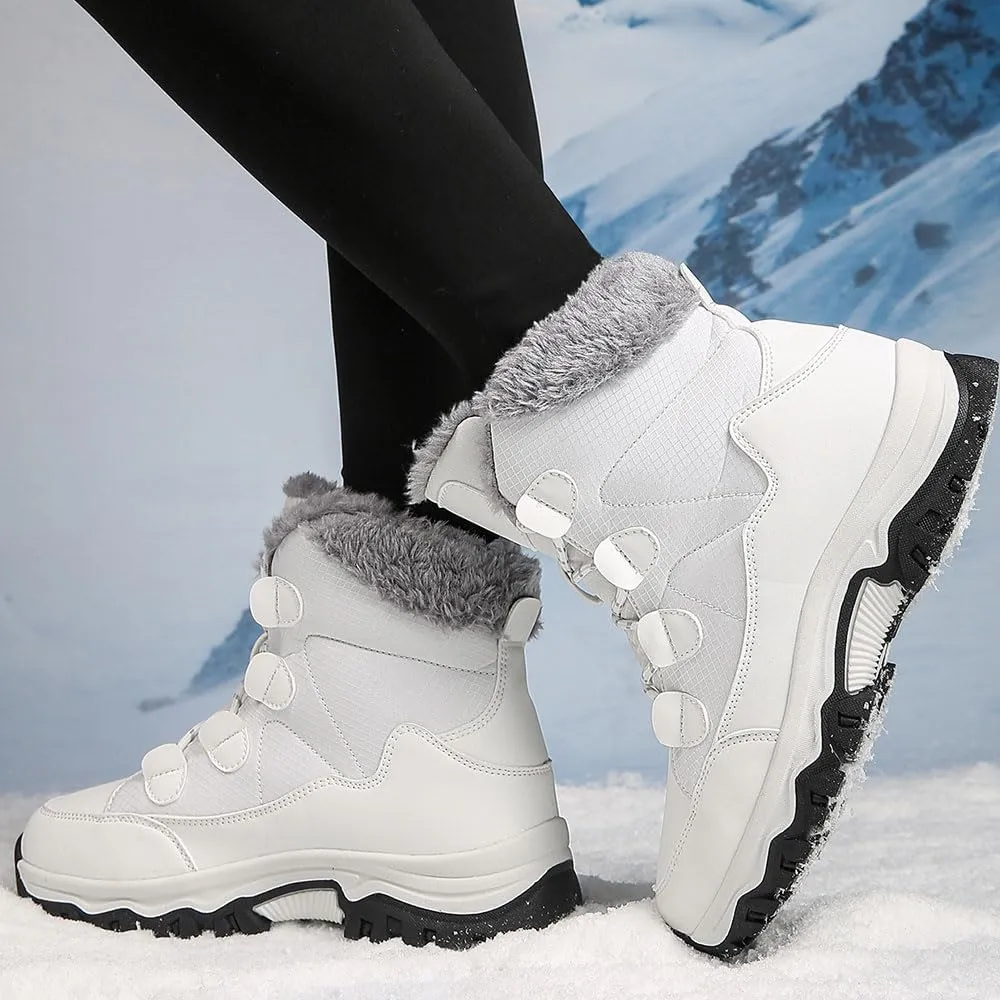 Maylrvjv Women's Snow Boots Winter Warm Waterproof Anti-Slip Lightweight Lace Up Boots Ladies Casual Outdoor Mid Calf Boots