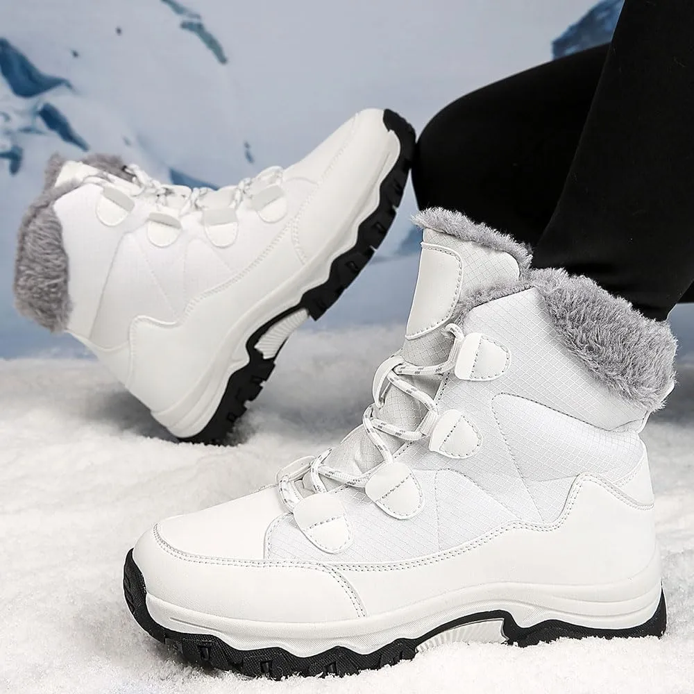 Maylrvjv Women's Snow Boots Winter Warm Waterproof Anti-Slip Lightweight Lace Up Boots Ladies Casual Outdoor Mid Calf Boots